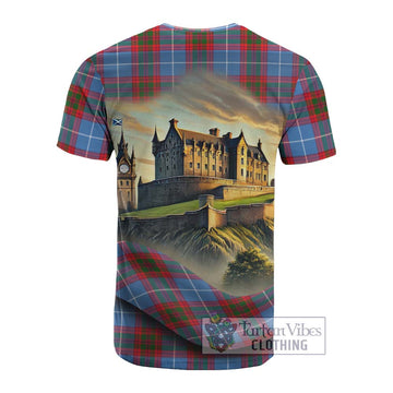 Tartan Vibes Clothing Crichton (Crighton) Tartan Family Crest Cotton T-shirt with Scottish Ancient Castle Style