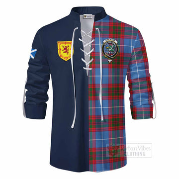 Crichton (Crighton) Tartan Ghillie Kilt Shirt Alba with Scottish Lion Royal Arm Half Style - Tartan Vibes Clothing