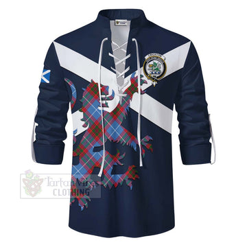 Crichton (Crighton) Tartan Lion Rampant Ghillie Kilt Shirt Proudly Display Your Heritage with Alba Gu Brath and Clan Name - Tartan Vibes Clothing