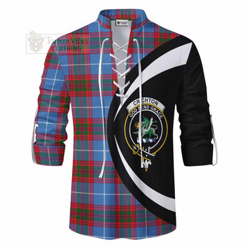 Crichton (Crighton) Tartan Ghillie Kilt Shirt with Family Crest Circle Style - Tartan Vibes Clothing