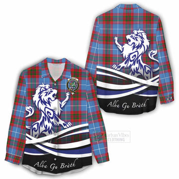 Tartan Vibes Clothing Crichton (Crighton) Tartan Women's Casual Shirt with Alba Gu Brath Regal Lion Emblem