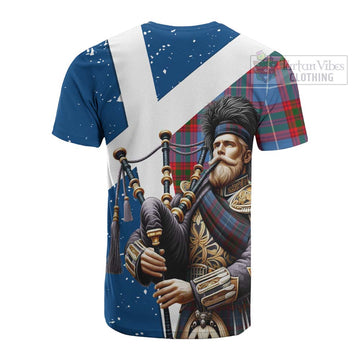 Crichton (Crighton) Tartan Cotton T-shirt with Family Crest Scottish Bagpiper Vibes - Tartan Vibes Clothing
