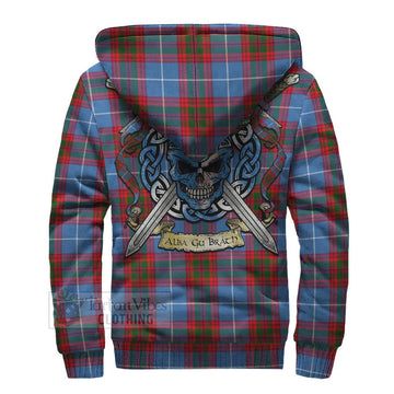 Crichton (Crighton) Tartan Sherpa Hoodie with Family Crest Celtic Skull Style - Tartan Vibes Clothing