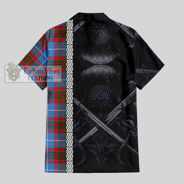 Crichton (Crighton) Tartan Hawaiian Shirt with Family Crest Cross Sword Thistle Celtic Vibes - Tartan Vibes Clothing