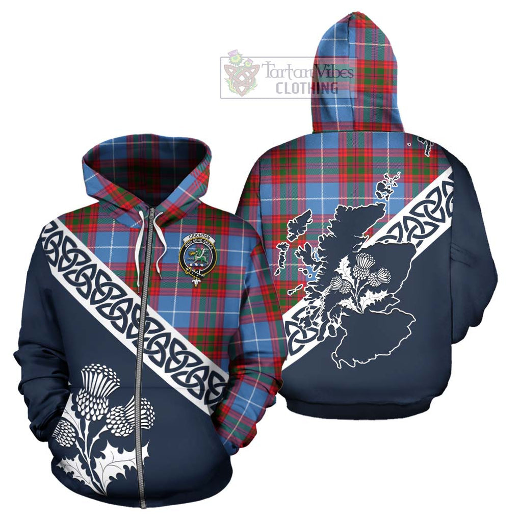 Crichton (Crighton) Tartan Hoodie Featuring Thistle and Scotland Map - Tartan Vibes Clothing