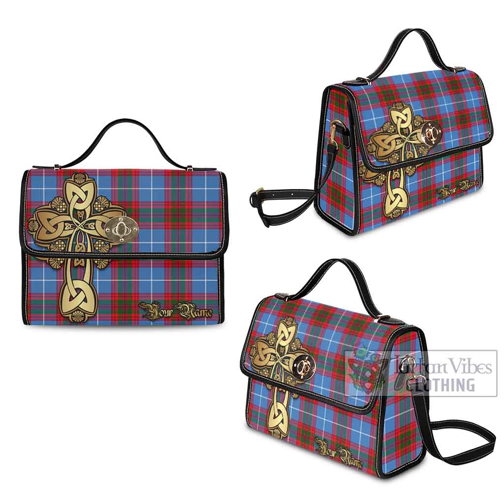 Tartan Vibes Clothing Crichton (Crighton) Tartan Waterproof Canvas Bag Golden Thistle Celtic Cross Style