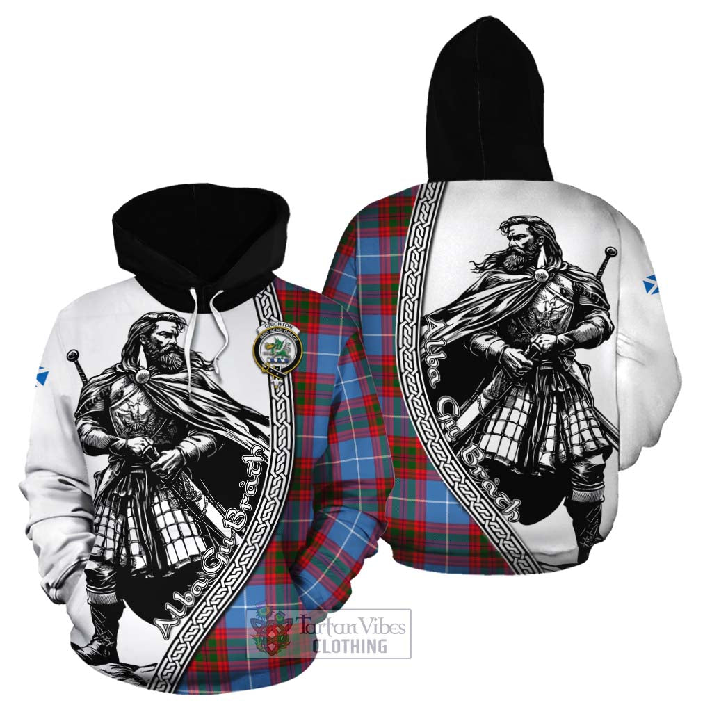 Crichton (Crighton) Tartan Clan Crest Cotton Hoodie with Highlander Warrior Celtic Style Zip Hoodie - Tartan Vibes Clothing