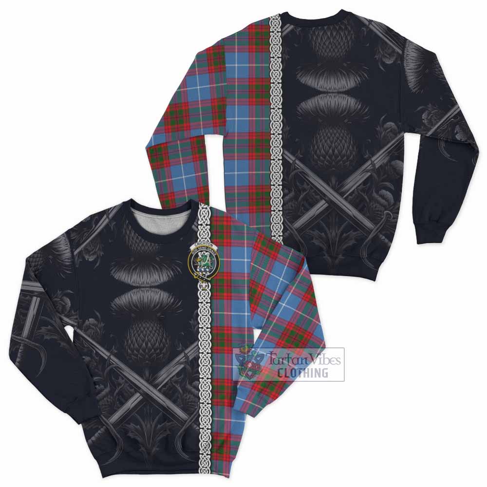 Crichton (Crighton) Tartan Sweatshirt with Family Crest Cross Sword Thistle Celtic Vibes - Tartan Vibes Clothing