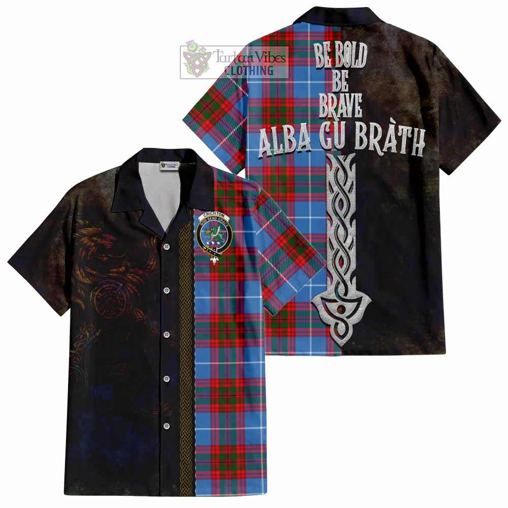 Crichton (Crighton) Tartan Family Crest Hawaiian Shirt Alba Gu Brath Be Brave Lion Ancient Style - Tartan Vibes Clothing