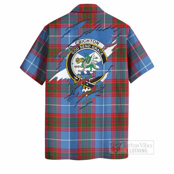 Crichton (Crighton) Clan Crest In Me Tartan Hawaiian Shirt Scotland Flag Style