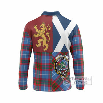 Crichton (Crighton) Crest Tartan Long Sleeve Polo Shirt with Lion Rampant Saltire Style