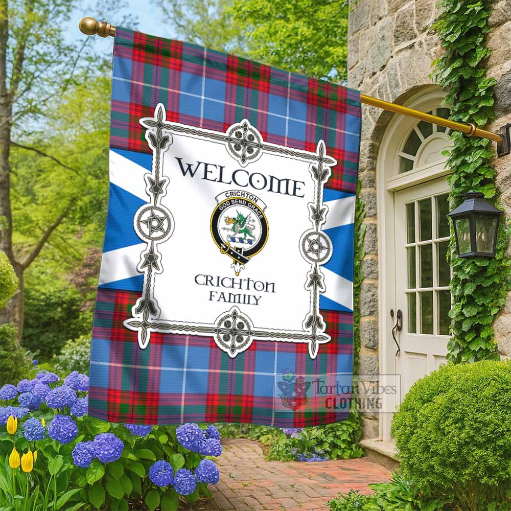 Crichton (Crighton) Family Crest Tartan Welcome Garden Flag Saltire Harmony Style - Tartan Vibes Clothing