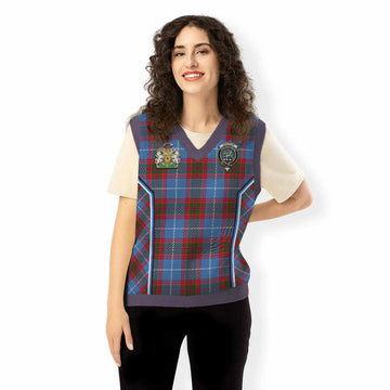 Crichton (Crighton) Tartan Crest Knitted V-Neck Vest Scotland Coat of Arm Flag Style