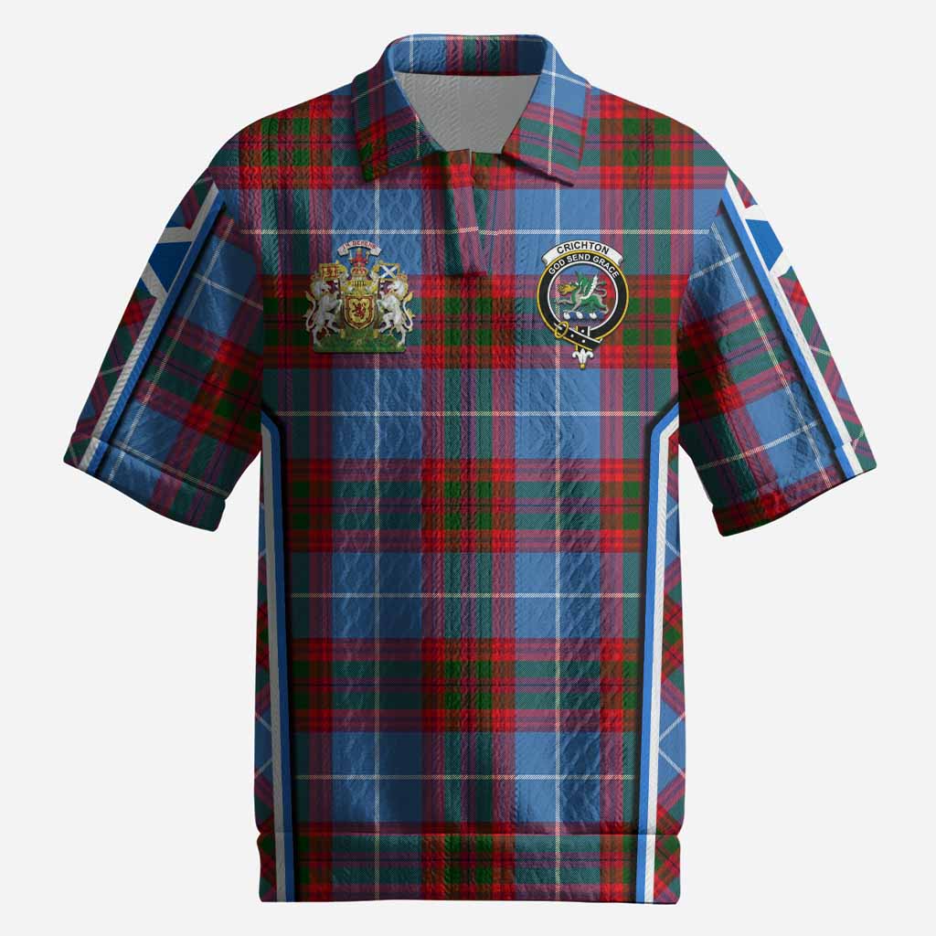 Crichton (Crighton) Tartan Crest Men’s Polo Sweater Top Scotland Coat of Arm Flag Style