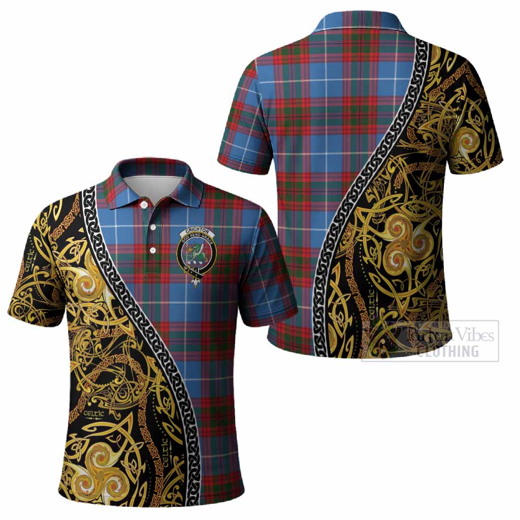 Crichton (Crighton) Tartan Crest Polo Shirt Celtic Knot and Triple Trickle Spiral Symbols