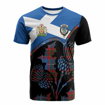 Crichton (Crighton) Tartan Family Crest Cotton T-shirt Scotland Thistle Floral Flag Style