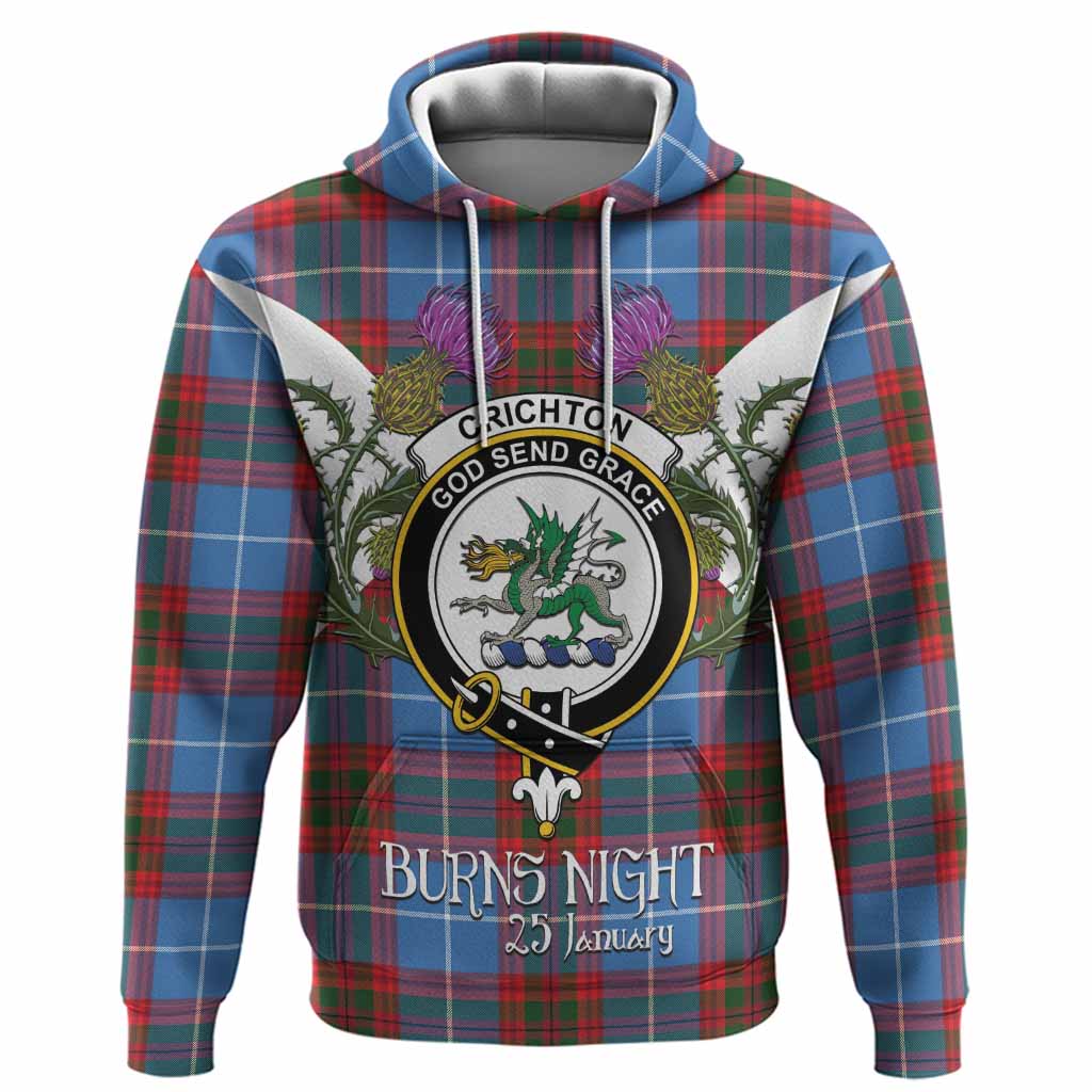 Crichton (Crighton) Tartan Family Crest Hoodie Scottish Burns Night Thistle Floral