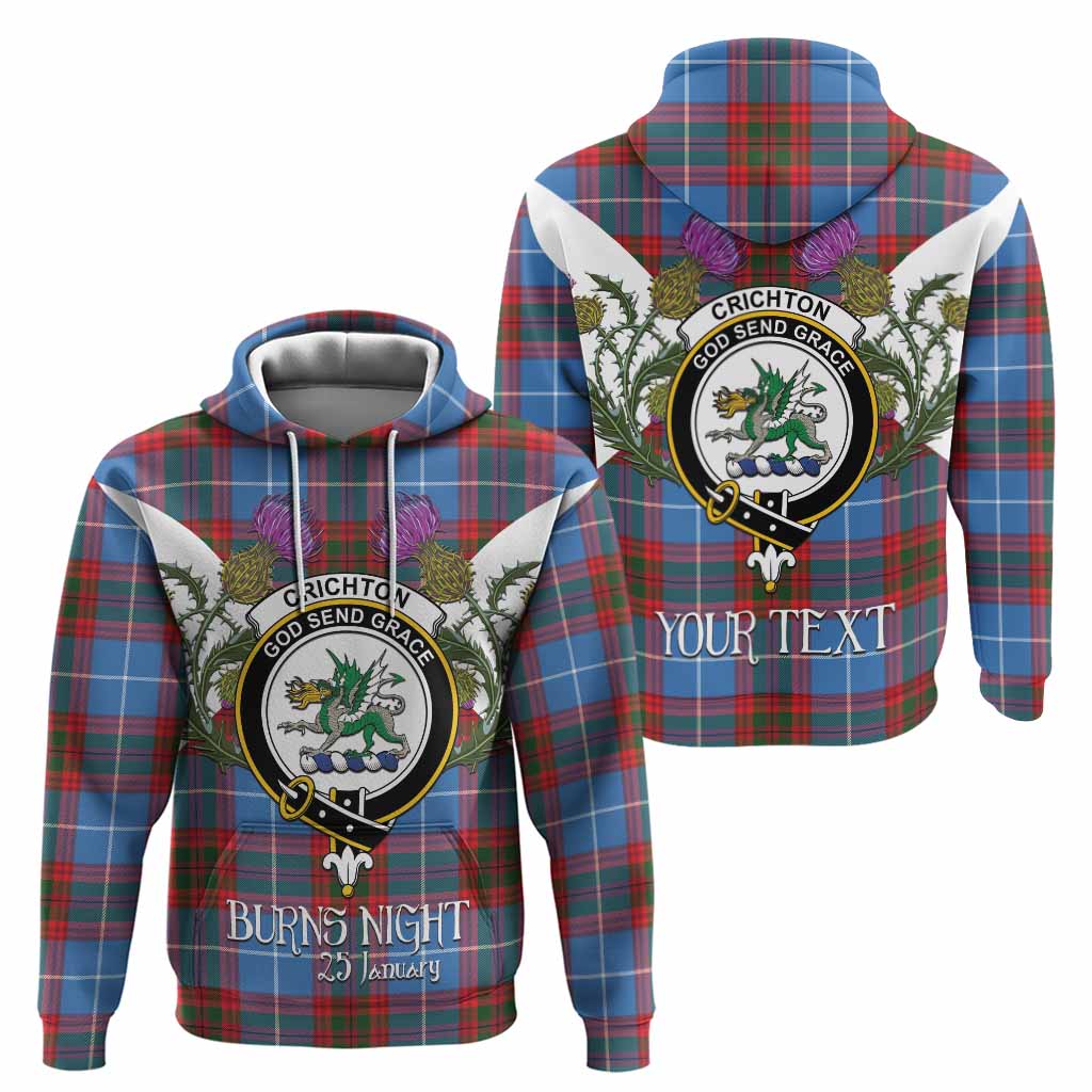 Crichton (Crighton) Tartan Family Crest Hoodie Scottish Burns Night Thistle Floral