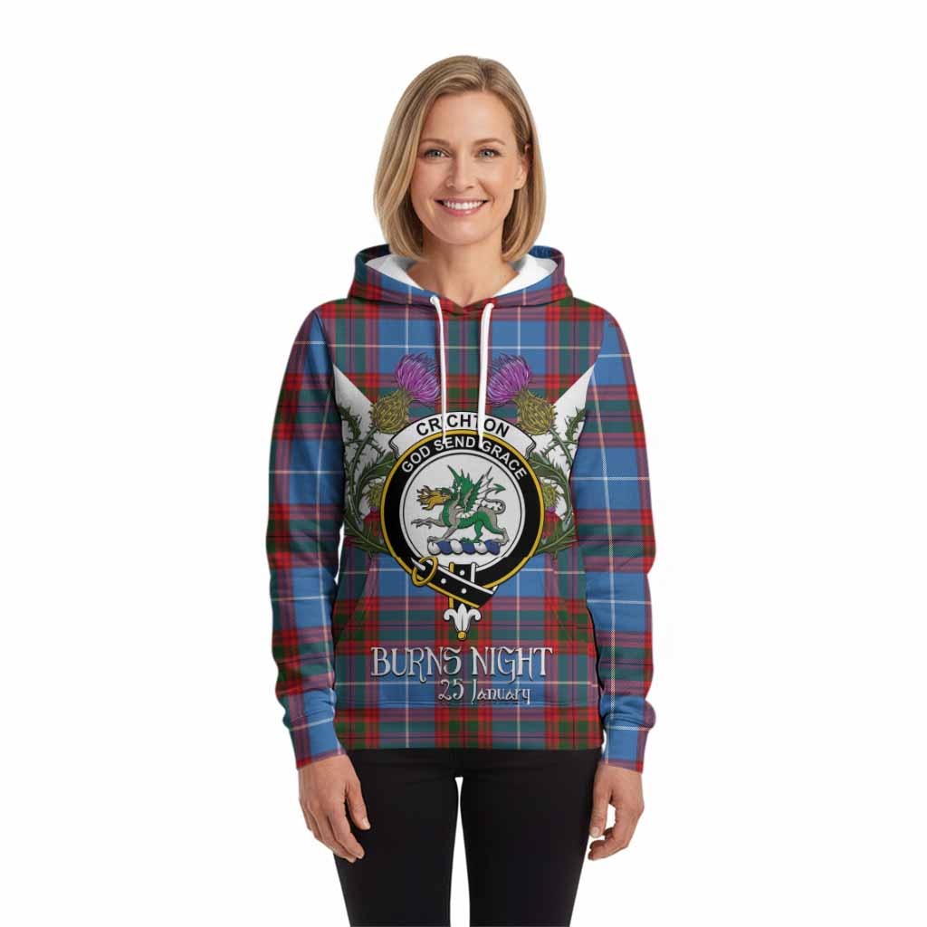 Crichton (Crighton) Tartan Family Crest Hoodie Scottish Burns Night Thistle Floral