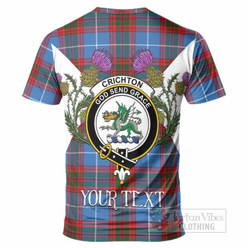 Crichton (Crighton) Tartan Family Crest T-Shirt Scottish Burns Night Thistle Floral