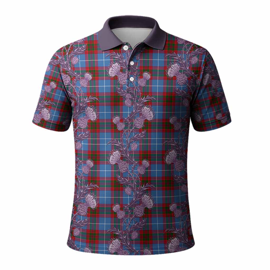 Crichton (Crighton) Tartan Polo Shirt Seamless Scottish Thistle Flowers