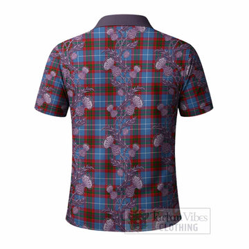 Crichton (Crighton) Tartan Polo Shirt Seamless Scottish Thistle Flowers