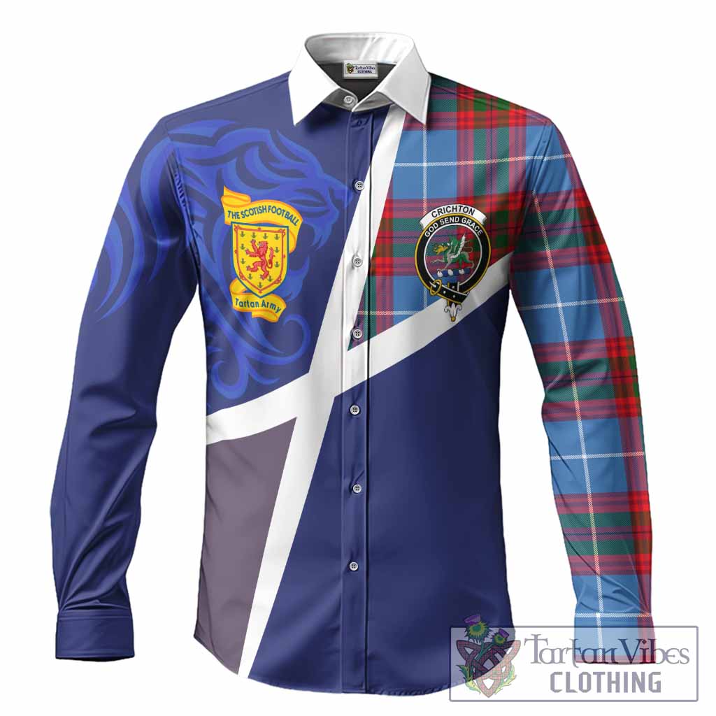Crichton (Crighton) The Scottish Football Crest Long Sleeve Button Shirts Lion-Tartan Army