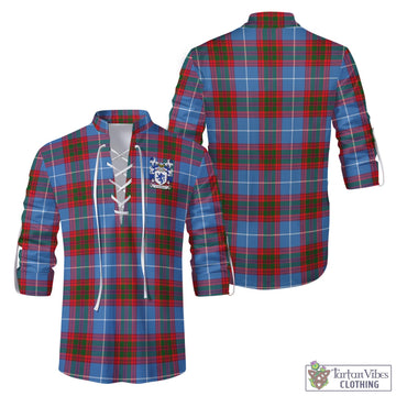 Crichton Tartan Men's Scottish Traditional Jacobite Ghillie Kilt Shirt with Coat of Arms