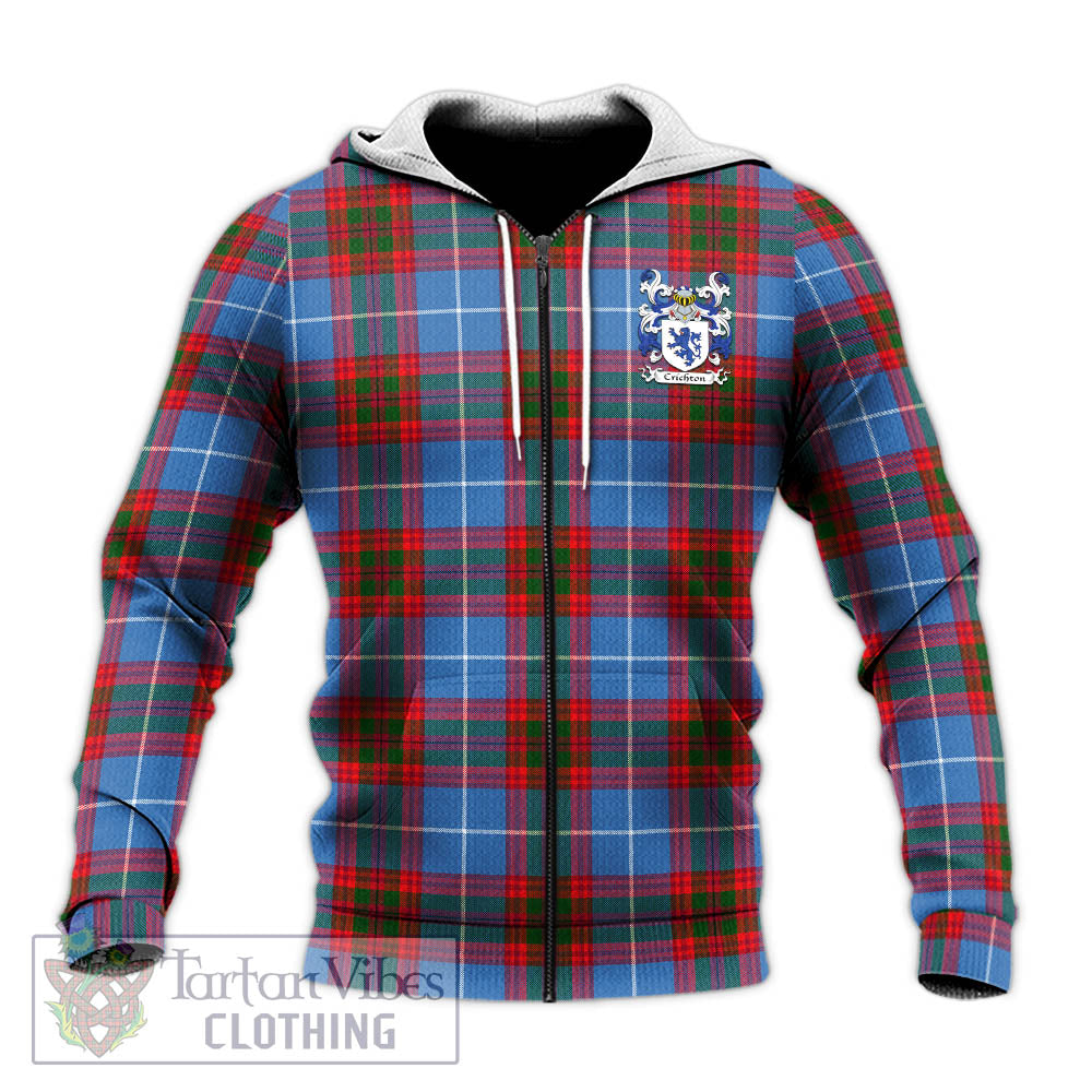 Tartan Vibes Clothing Crichton Tartan Knitted Hoodie with Coat of Arms