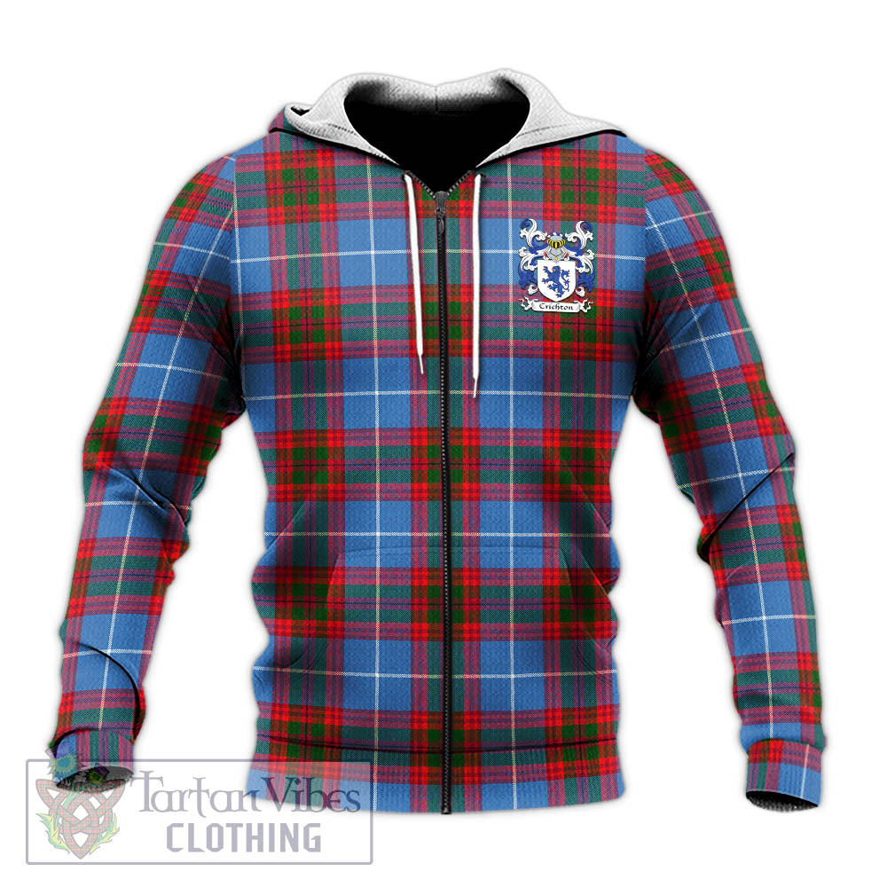 Crichton (Crighton) Tartan Knitted Hoodie with Coat of Arms - Tartan Vibes Clothing