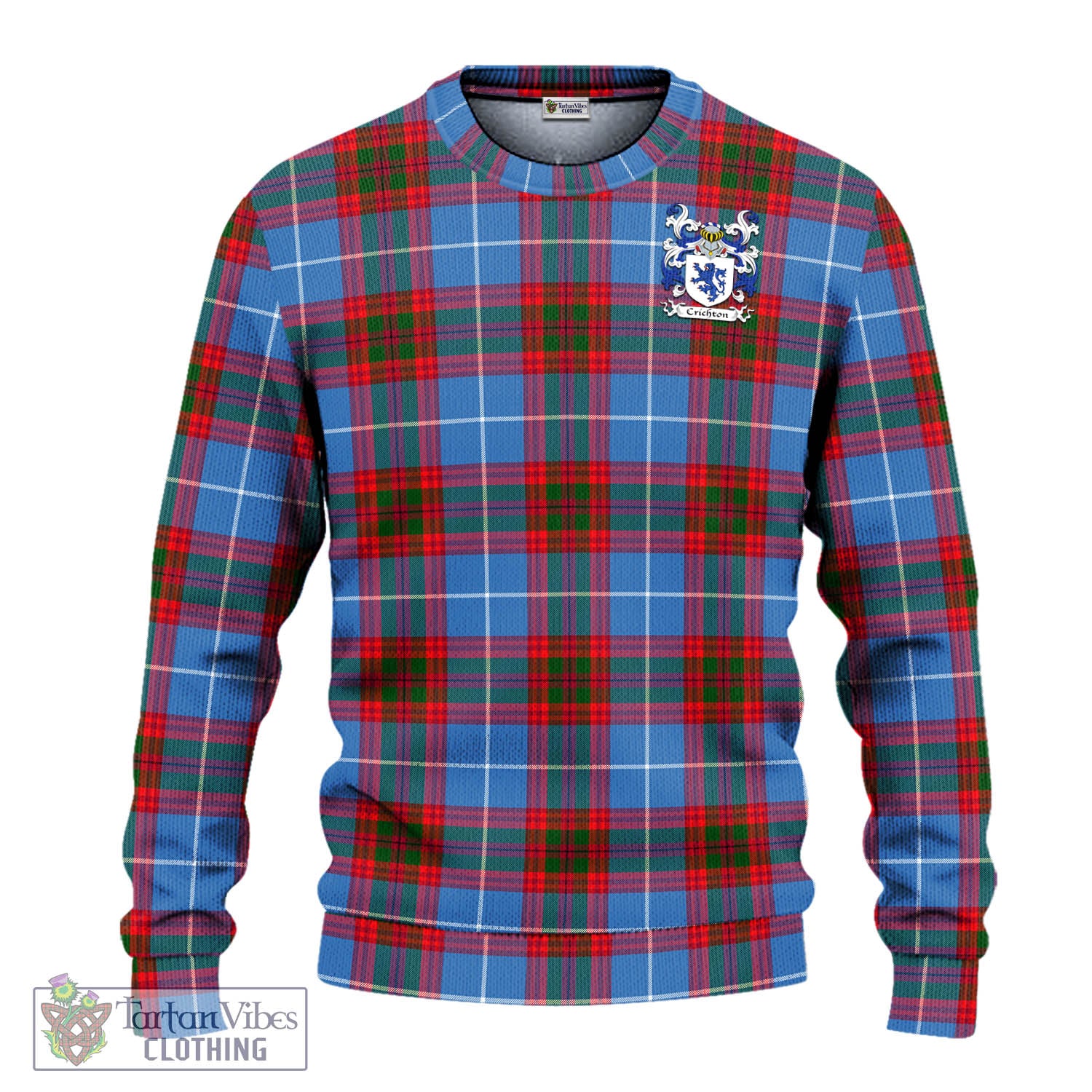 Crichton (Crighton) Tartan Ugly Sweater with Coat of Arms - Tartan Vibes Clothing