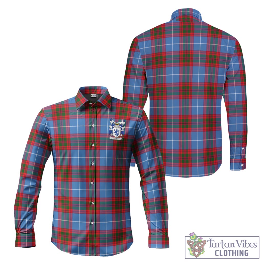 Crichton (Crighton) Tartan Long Sleeve Button Up Shirt with Coat of Arms Men's Shirt - Tartan Vibes Clothing