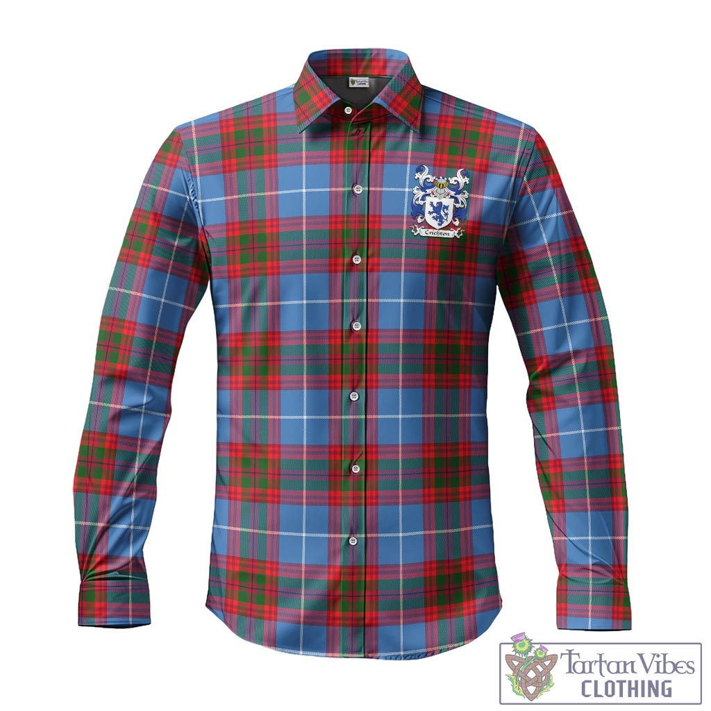 Crichton (Crighton) Tartan Long Sleeve Button Up Shirt with Coat of Arms - Tartan Vibes Clothing