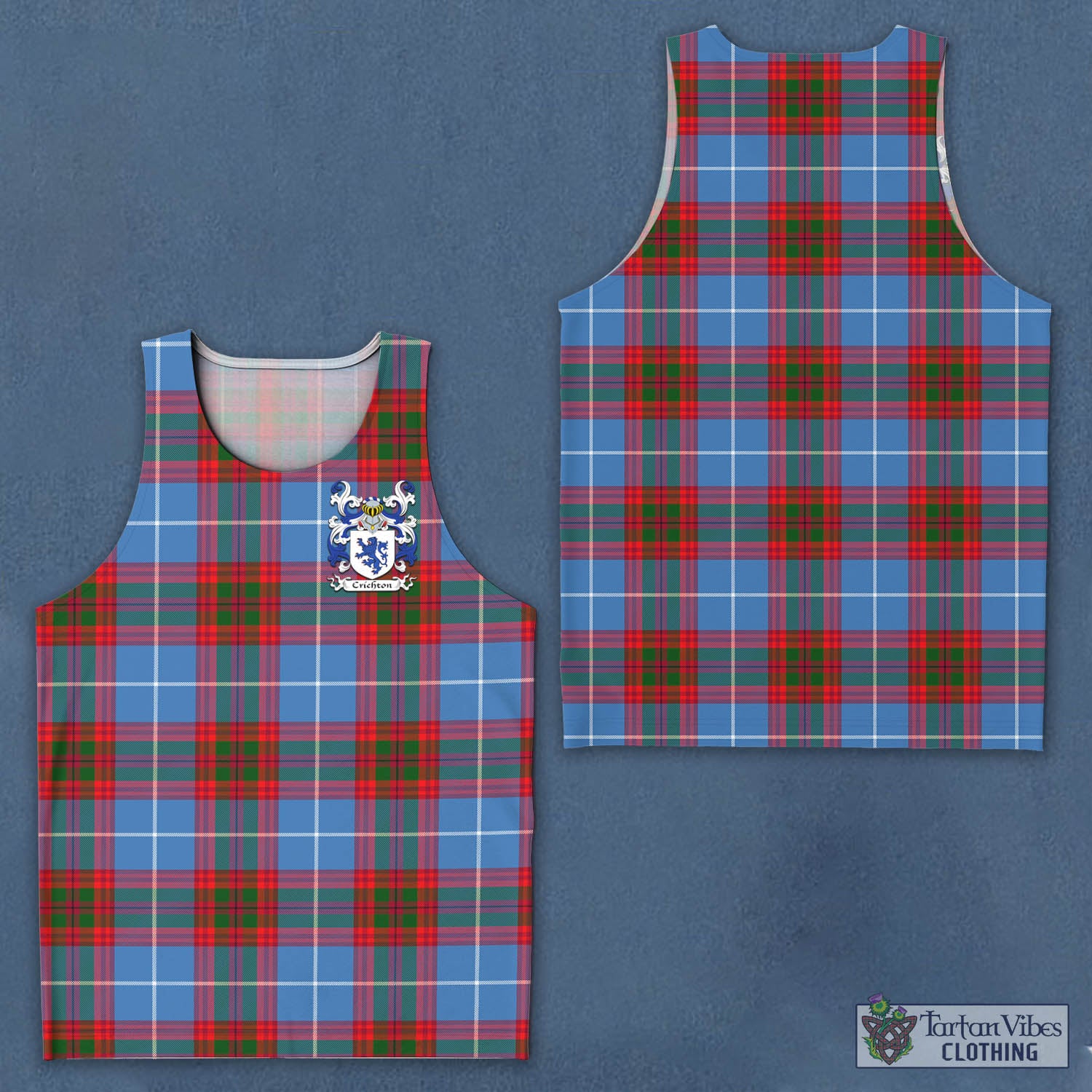 Crichton (Crighton) Tartan Men's Tank with Coat of Arms - Tartan Vibes Clothing