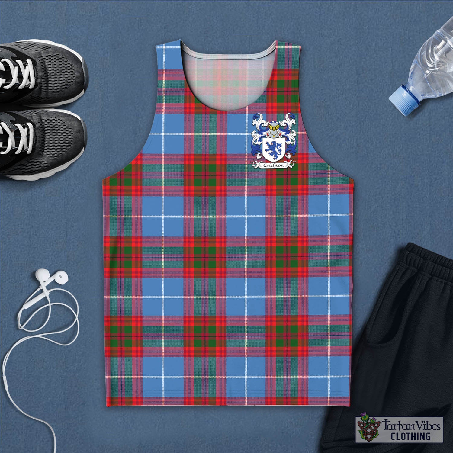 Crichton (Crighton) Tartan Men's Tank with Coat of Arms - Tartan Vibes Clothing