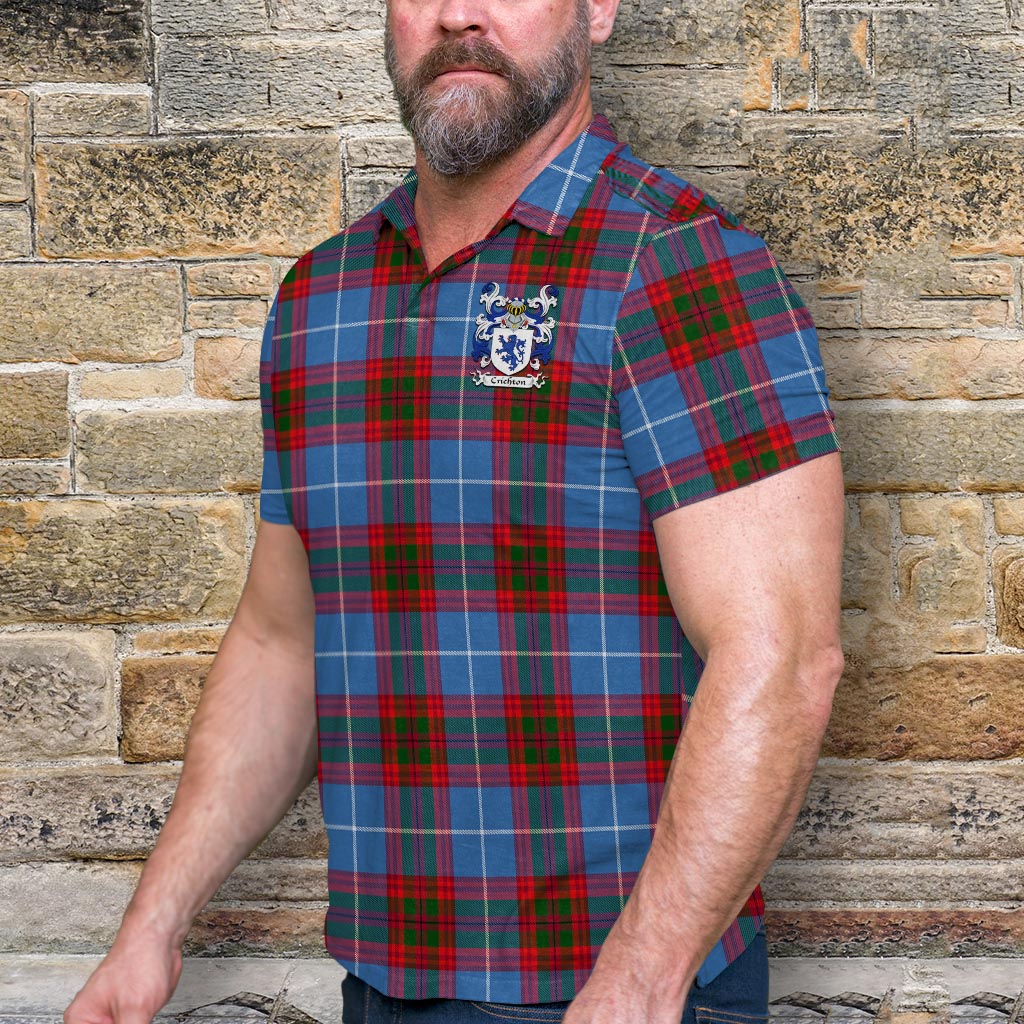 Tartan Vibes Clothing Crichton Tartan Men's Polo Shirt  with Coat of Arms