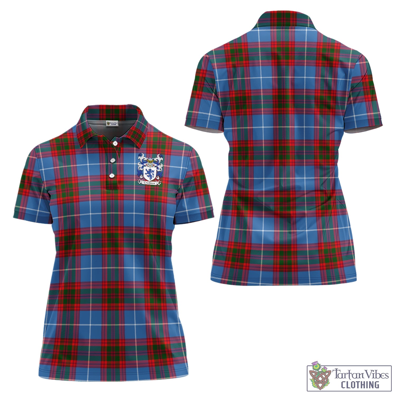 Crichton (Crighton) Tartan Women Polo with Coat of Arms Women - Tartan Vibes Clothing