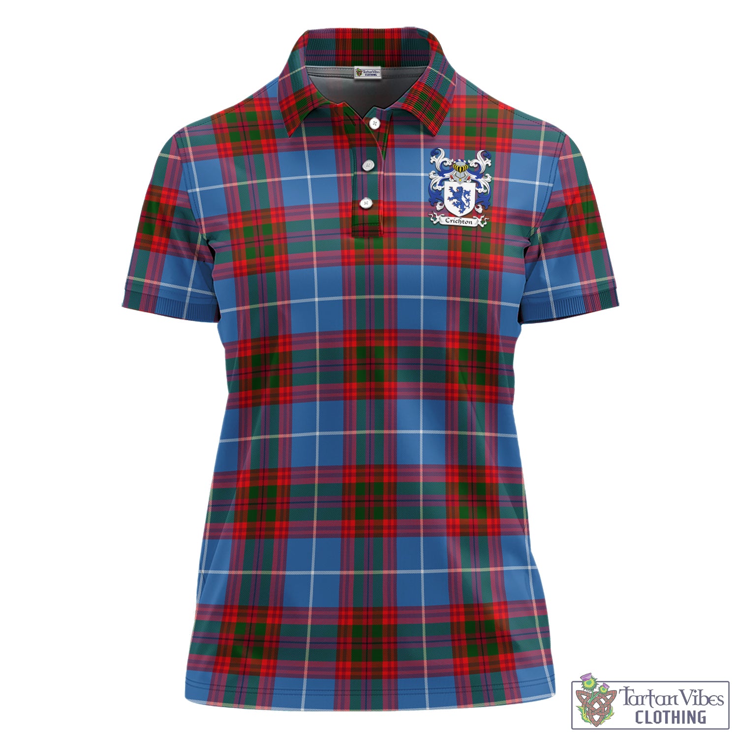 Crichton (Crighton) Tartan Women Polo with Coat of Arms - Tartan Vibes Clothing