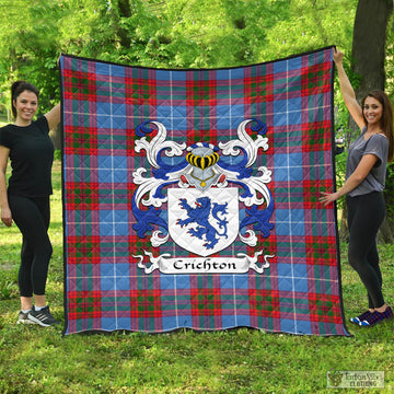 Crichton (Crighton) Tartan Quilt with Coat of Arms Super King Quilt 91" x 110" - Tartan Vibes Clothing