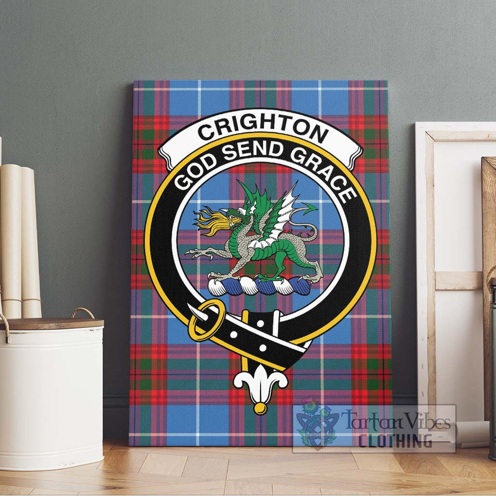 Crighton Tartan Canvas Print Wall Art with Family Crest Without Frame - Tartan Vibes Clothing