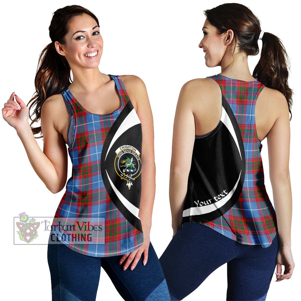 Crighton Tartan Women's Racerback Tanks with Family Crest Circle Style 4XL - Tartan Vibes Clothing