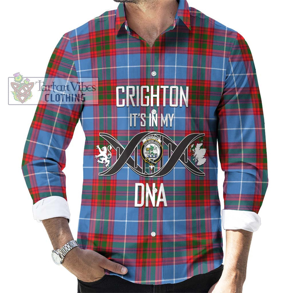 Crighton Tartan Long Sleeve Button Shirt with Family Crest DNA In Me Style Men's Shirt S - Tartanvibesclothing Shop