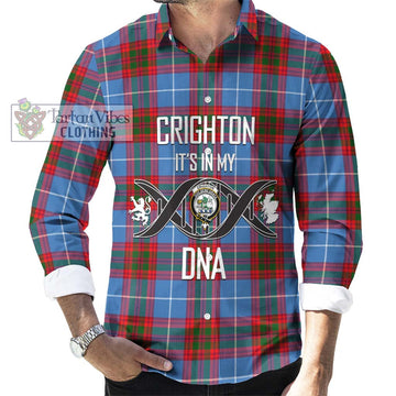 Crighton Tartan Long Sleeve Button Shirt with Family Crest DNA In Me Style Men's Shirt S - Tartanvibesclothing Shop