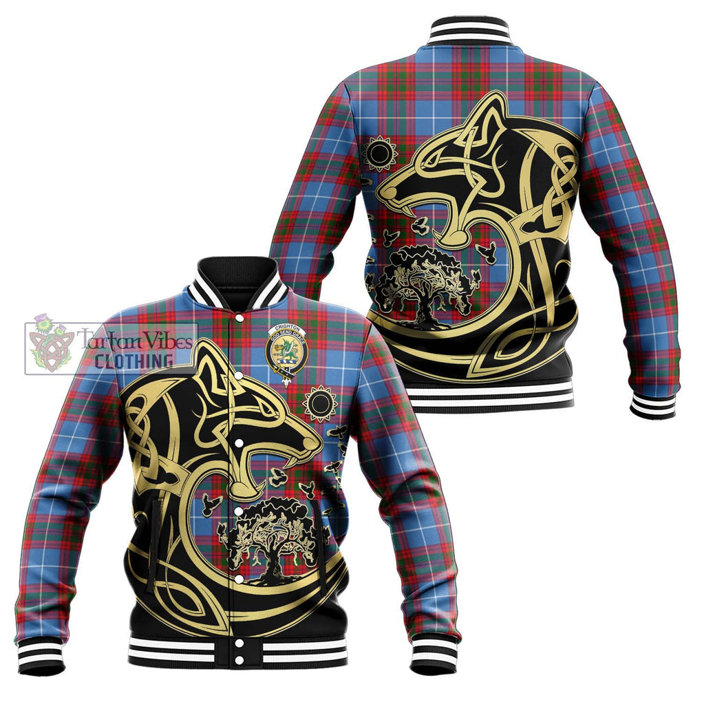 Crighton Tartan Baseball Jacket with Family Crest Celtic Wolf Style Unisex - Tartan Vibes Clothing