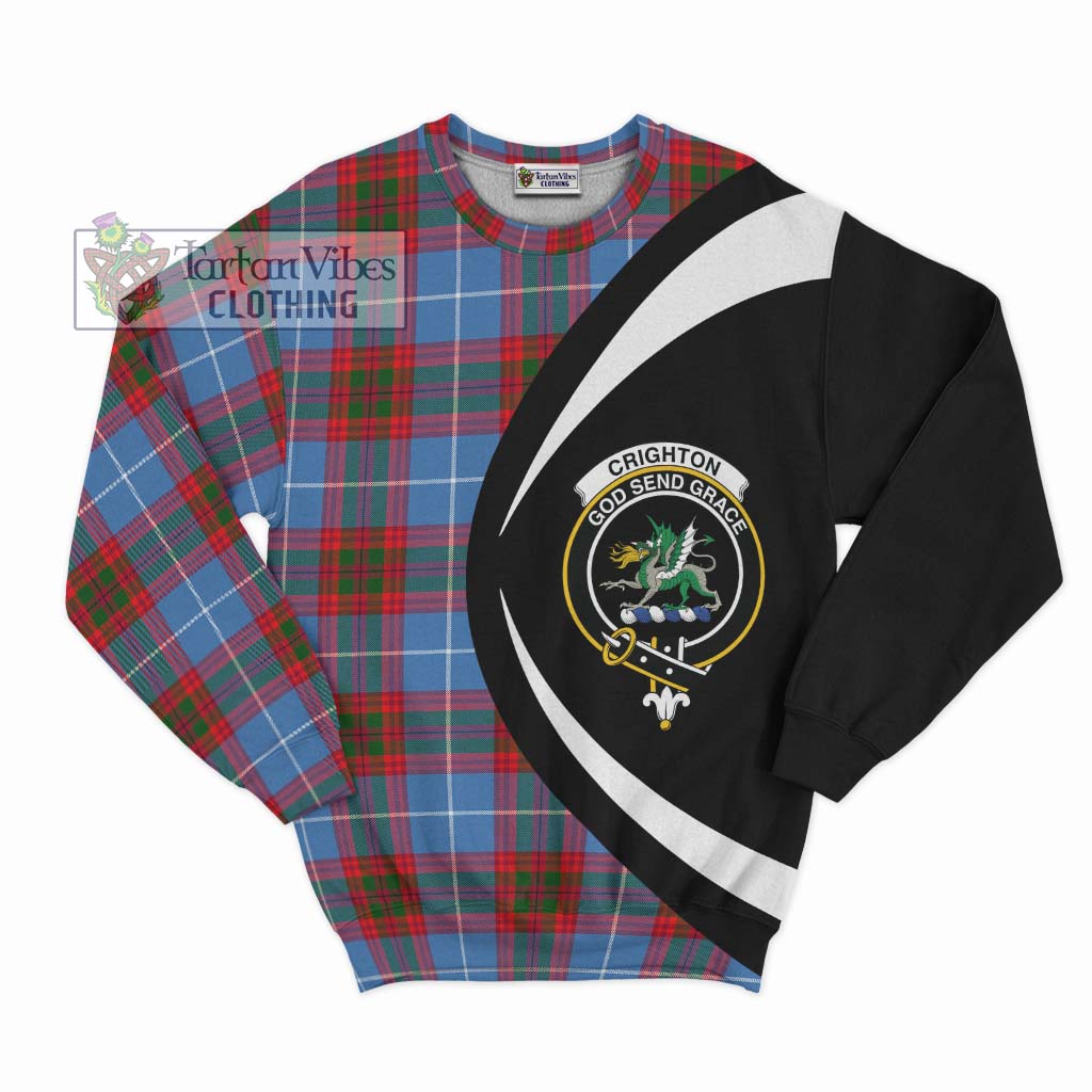 Crighton Tartan Sweatshirt with Family Crest Circle Style Unisex - Tartan Vibes Clothing