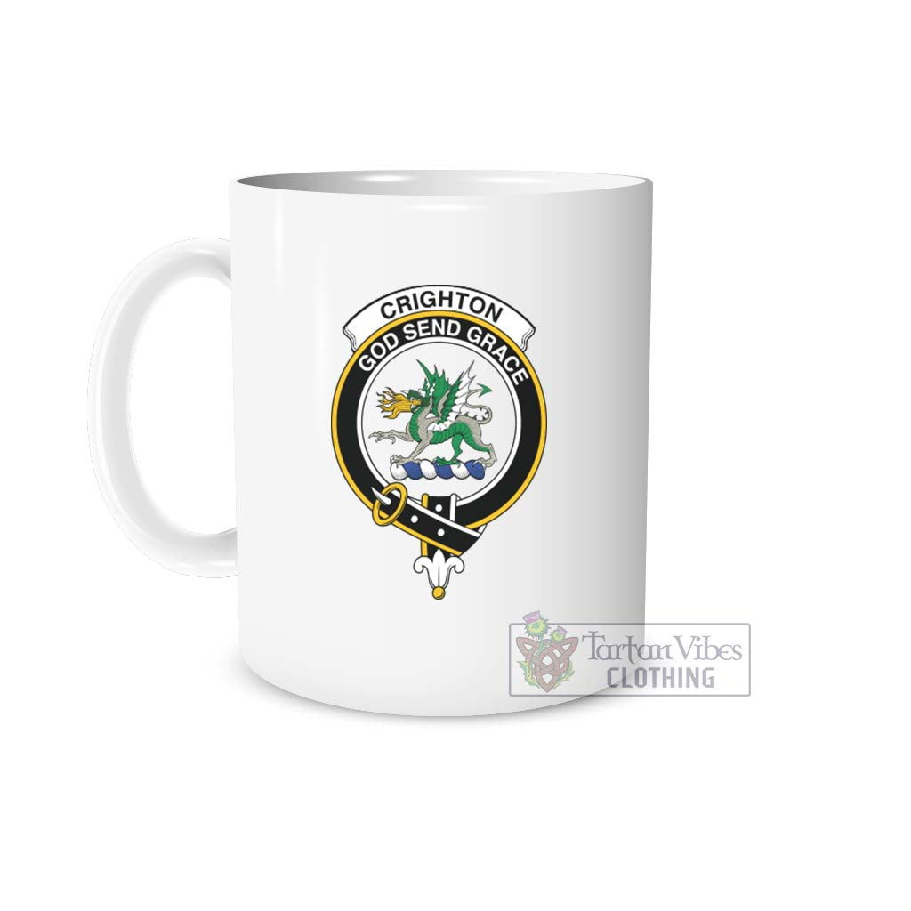 Crighton Family Crest Ceramic Mug White - 2D-tartanvibesclothing