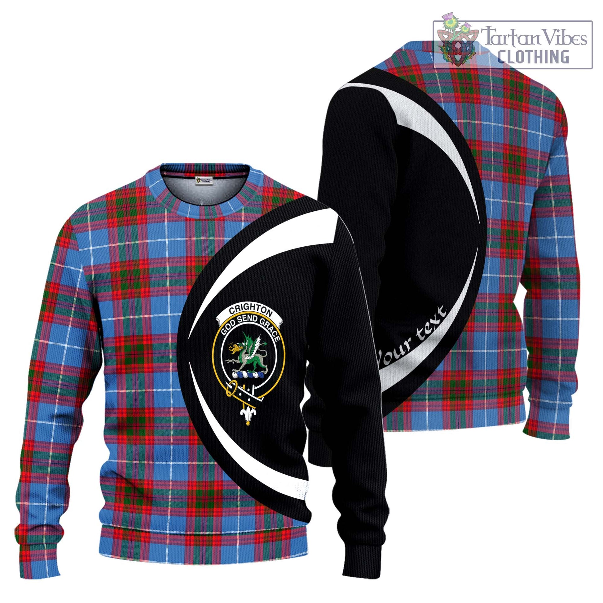 Crighton Tartan Ugly Sweater with Family Crest Circle Style Unisex - Tartan Vibes Clothing
