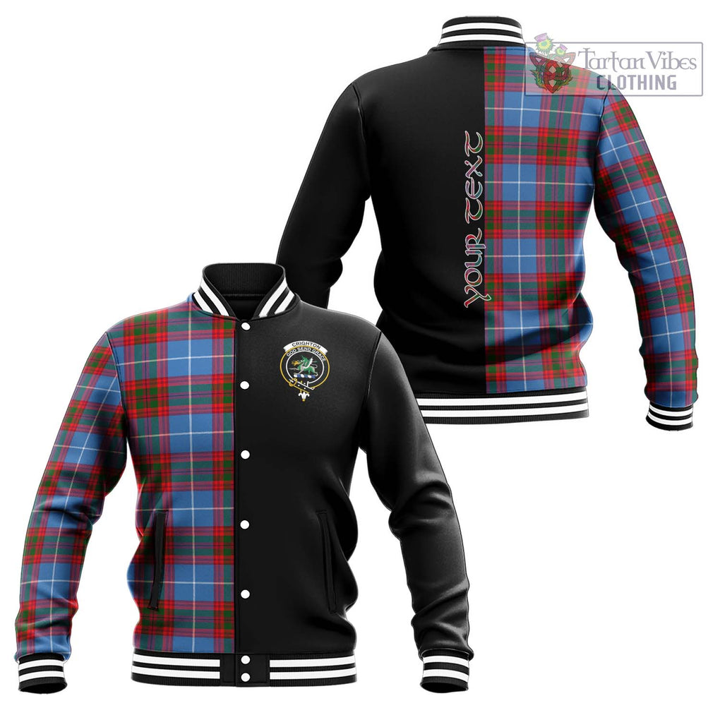 Crighton Tartan Baseball Jacket with Family Crest and Half Of Me Style Unisex - Tartan Vibes Clothing