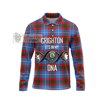 Crighton Tartan Long Sleeve Polo Shirt with Family Crest DNA In Me Style Unisex - Tartan Vibes Clothing