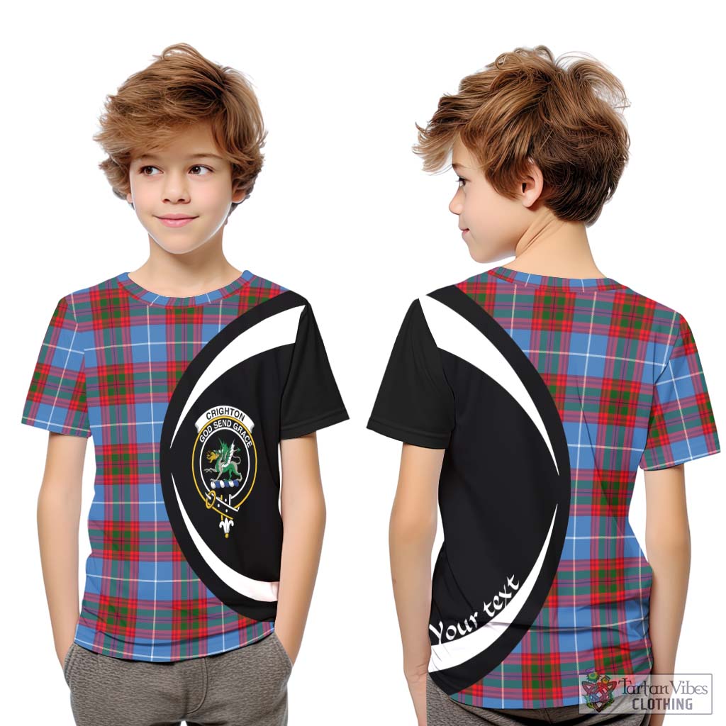 Crighton Tartan Kid T-Shirt with Family Crest Circle Style Youth XL Size14 - Tartan Vibes Clothing